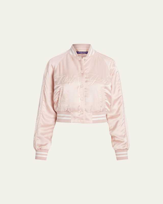 Parson Logo Embossed Satin Bomber Jacket