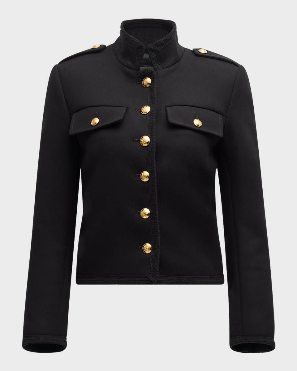 Briella Hi-Neck Cotton Military Jacket