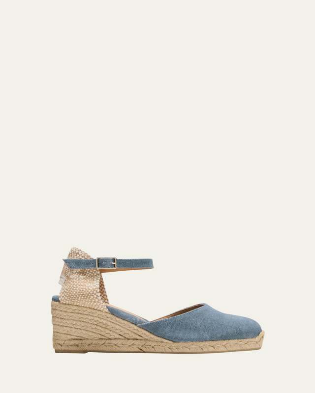 Carol Canvas Ankle-Strap Wedge Espadrilles