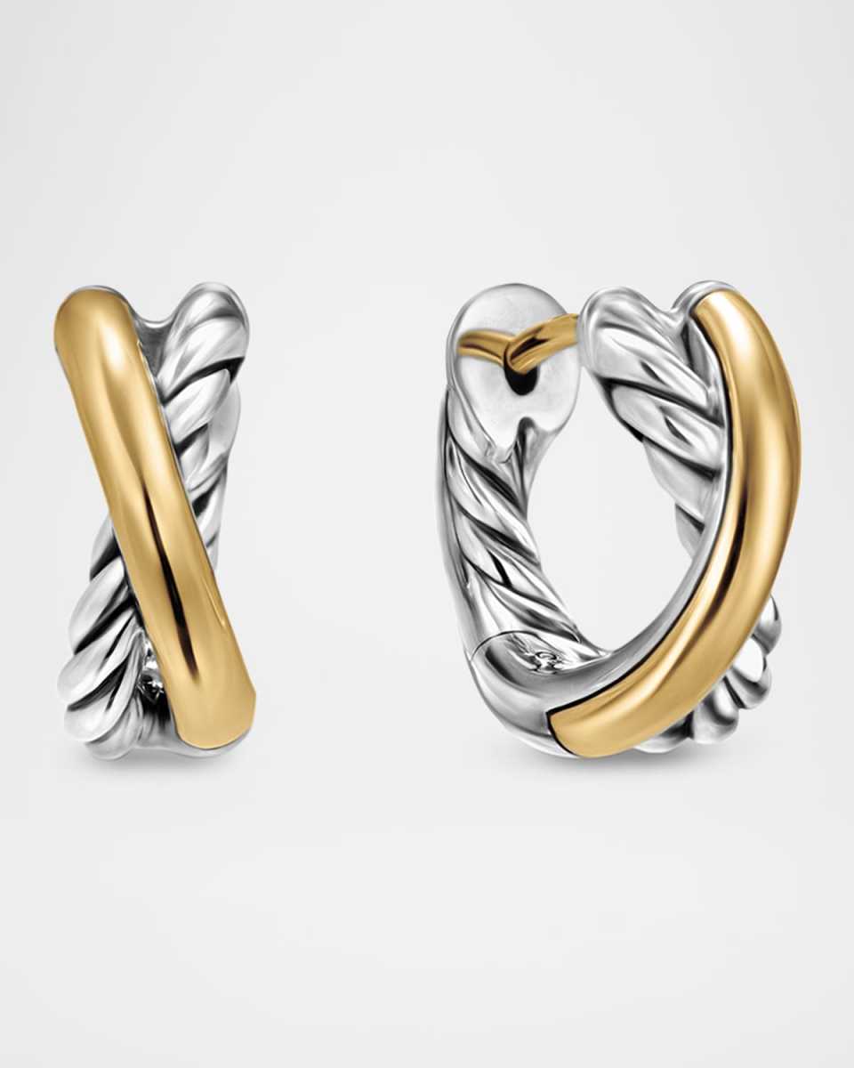 5mm DY Crossover Huggie Hoop Earrings in Silver