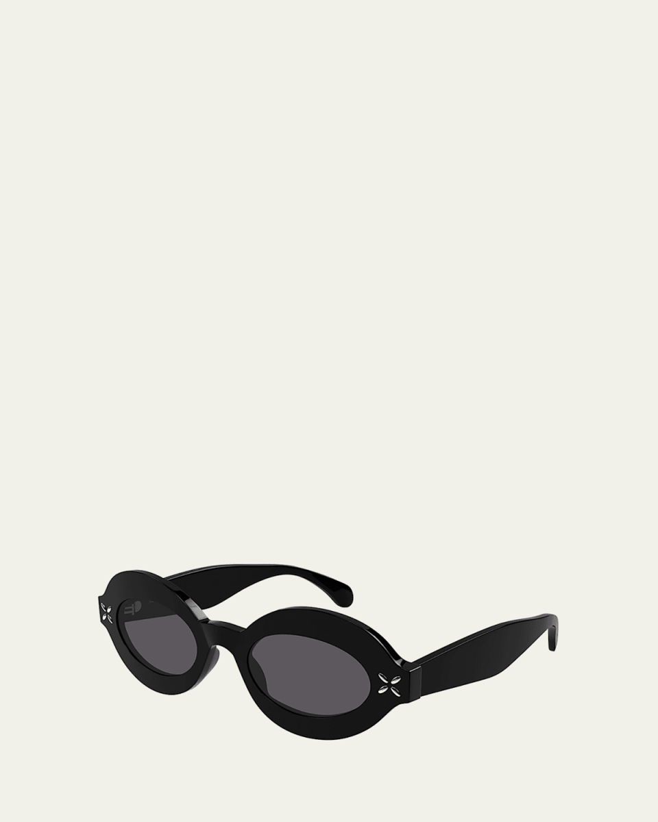 Embellished Oval Acetate Sunglasses