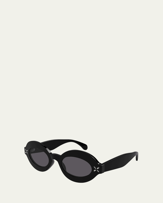 Embellished Oval Acetate Sunglasses