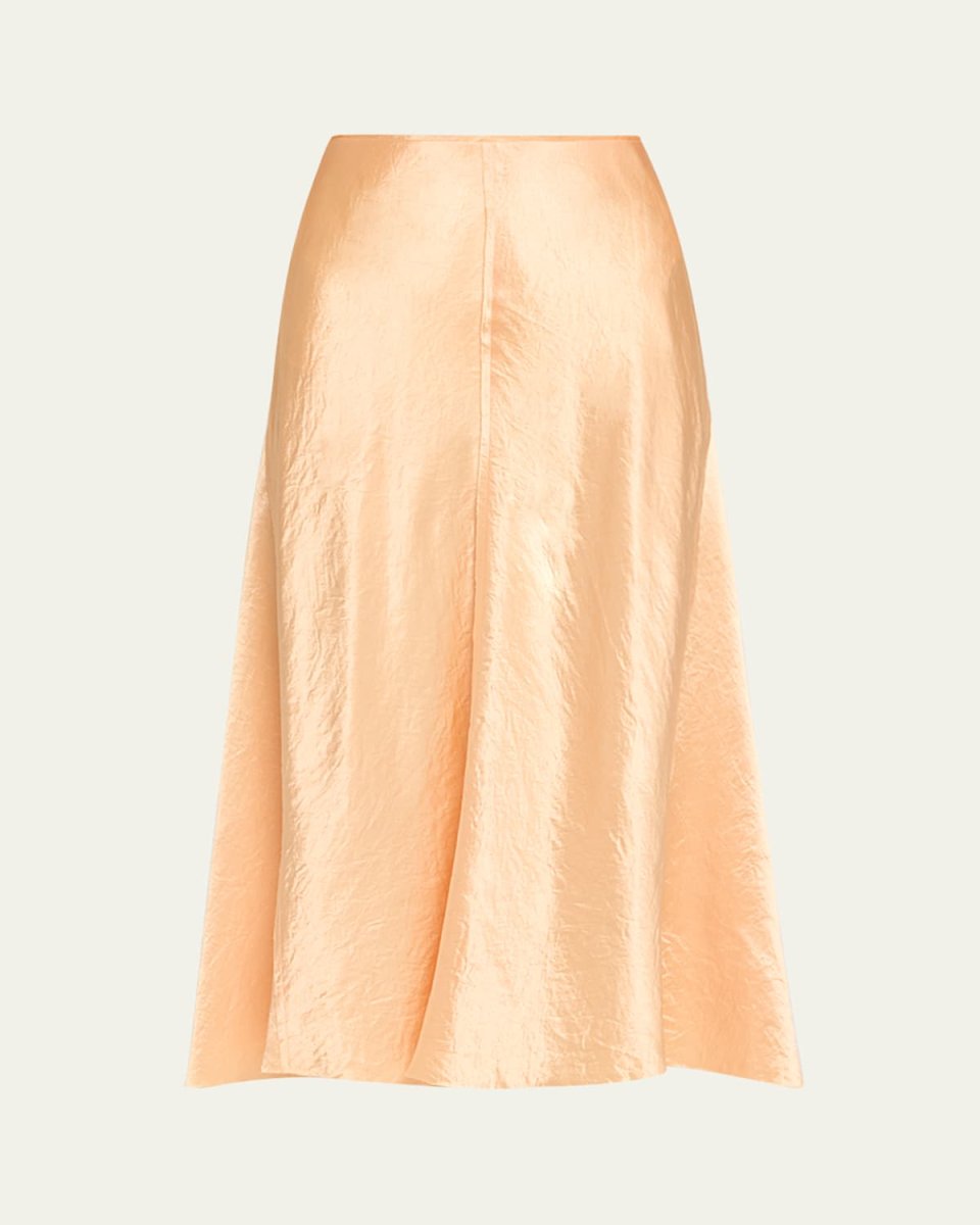 Raw-Edge Paneled Midi Slip Skirt