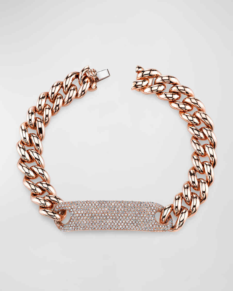 18K Rose Gold Pave Diamond ID Essential Bracelet