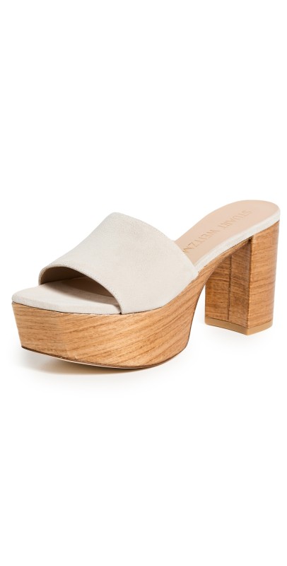 Stuart Weitzman Square High Platform Slides 95mm Oat/Sand