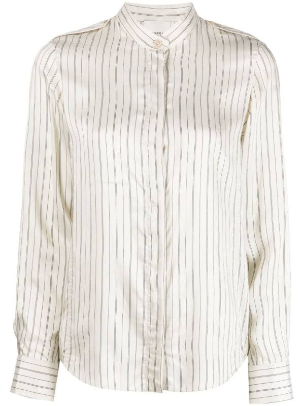 striped band-collar shirt