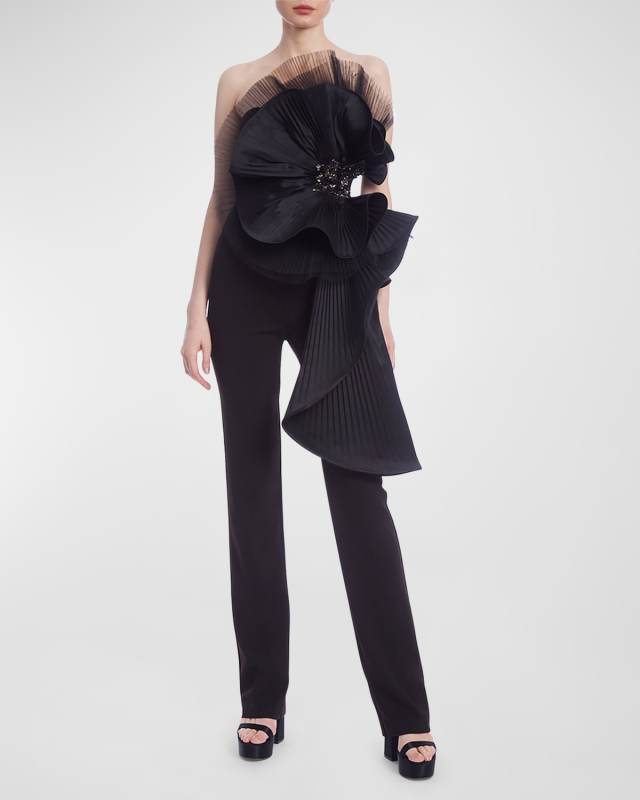 Strapless Ruffle-Embellished Jumpsuit