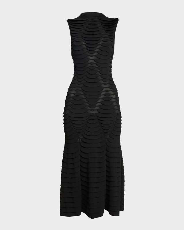 Python Knit High-Neck Sleeveless Midi Dress