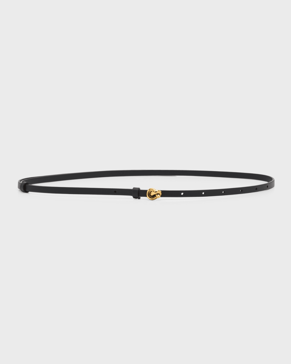Knot Leather & Brass Skinny Belt