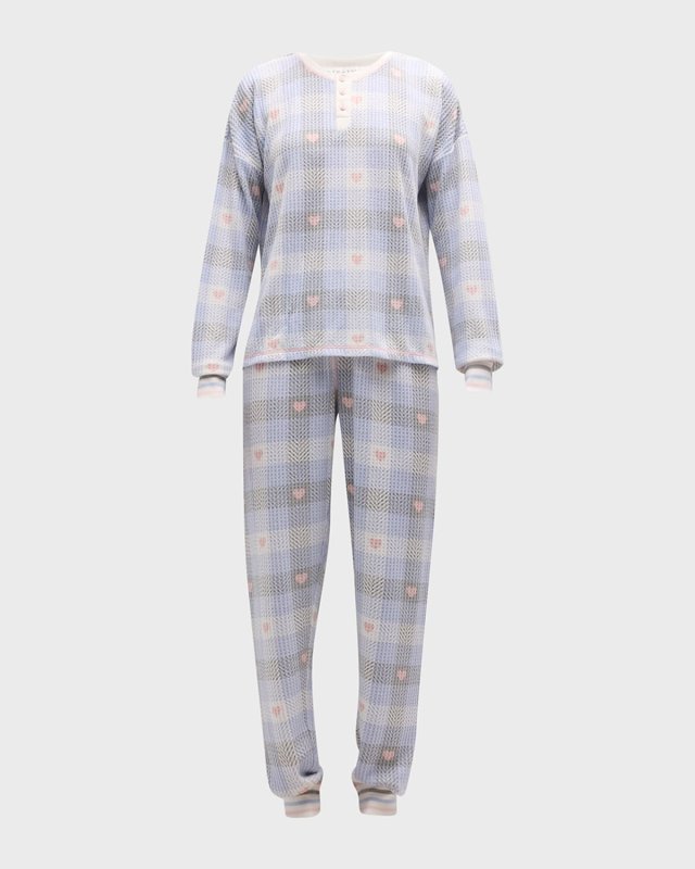 Ski Jammie Floral-Print Thermal Pajama Set