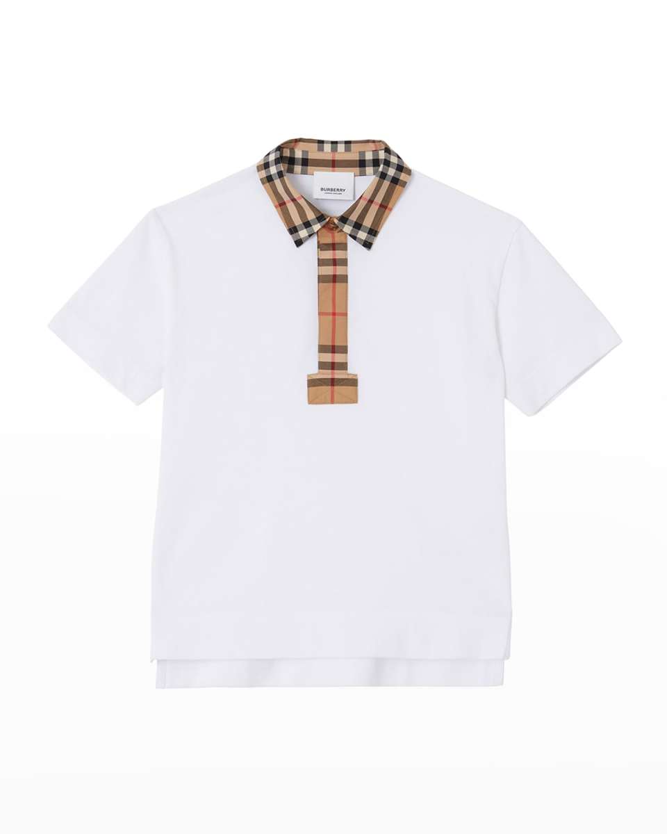 Boy's Johane Check Short Sleeve Polo Shirt, Size 3-14