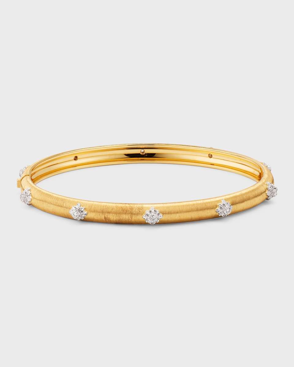 Macri 18K Yellow Gold Bangle with Diamonds, 4mm