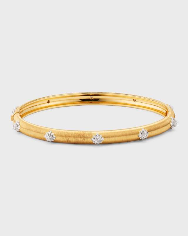 Macri 18K Yellow Gold Bangle with Diamonds, 4mm