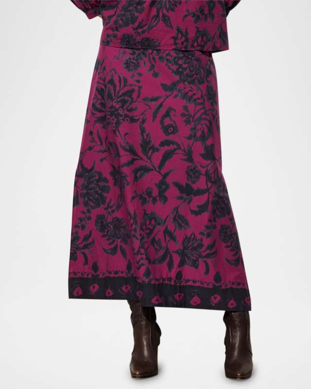 Ambre Floral A-Line Maxi Skirt