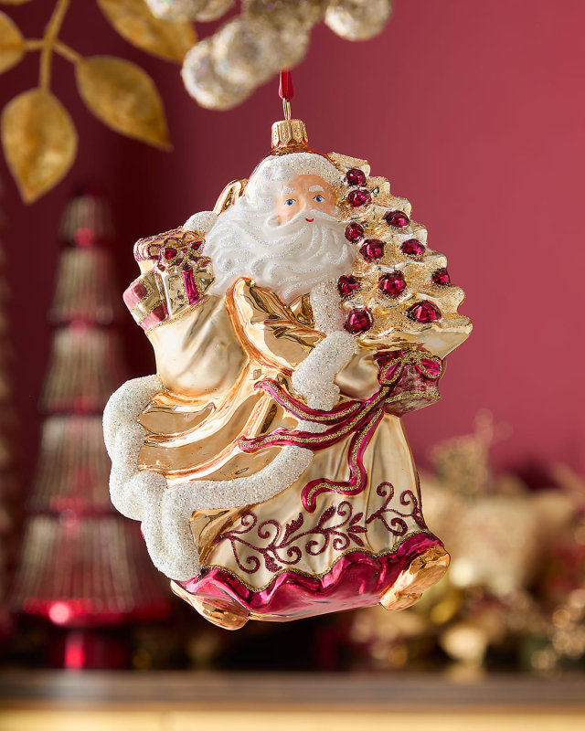 Running Santa with Christmas Tree Ornament