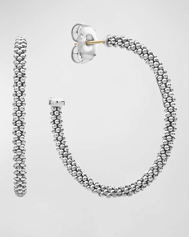 Thin Caviar Hoop Earrings