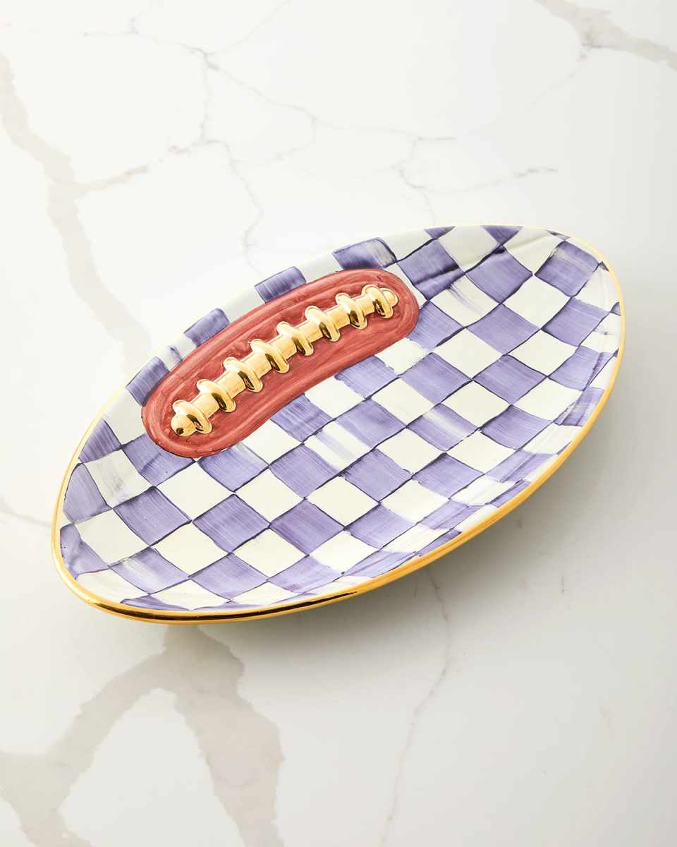 Plum Check Football Platter