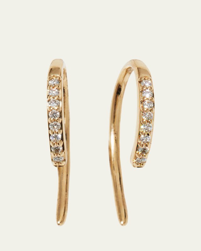 14k Diamond Mini Hooked Earrings