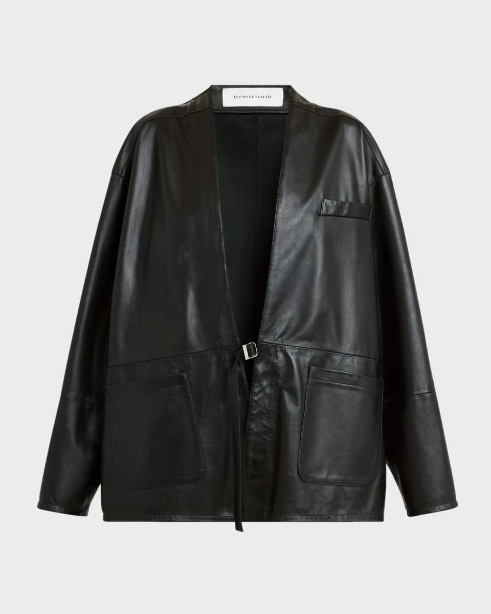 Frida Nappa Leather Collarless Jacket