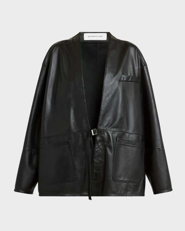 Frida Nappa Leather Collarless Jacket