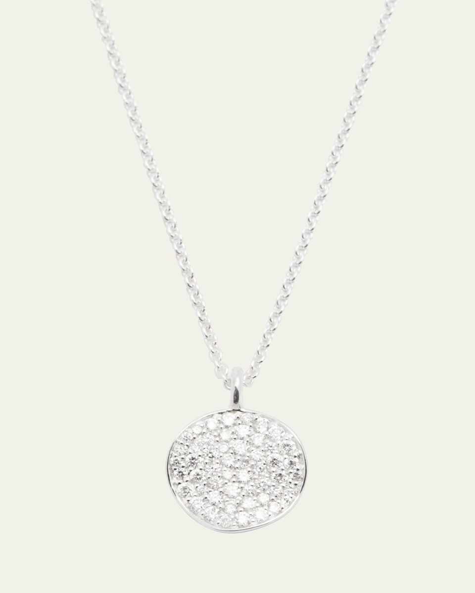 Small Flower Pendant Necklace in Sterling Silver with Diamonds