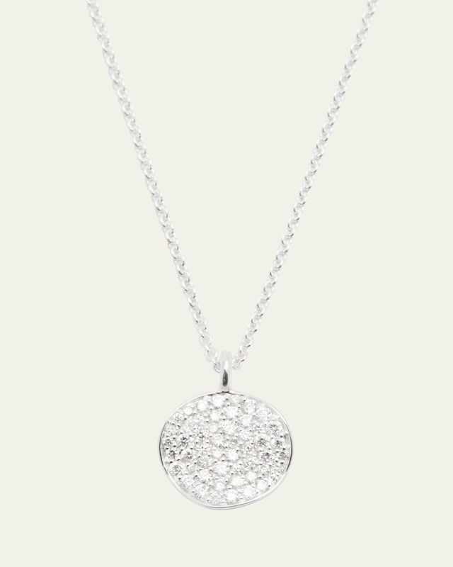 Small Flower Pendant Necklace in Sterling Silver with Diamonds