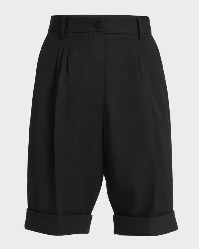 Lana High-Rise Pleated Gabardine Bermuda Shorts