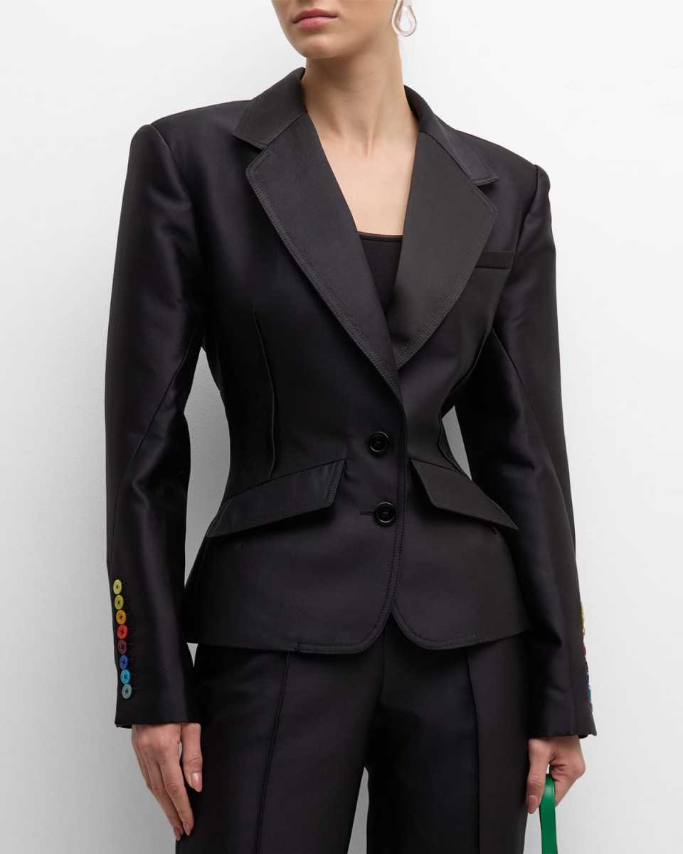 Tailored Tuxedo Jacket with Pleated Back