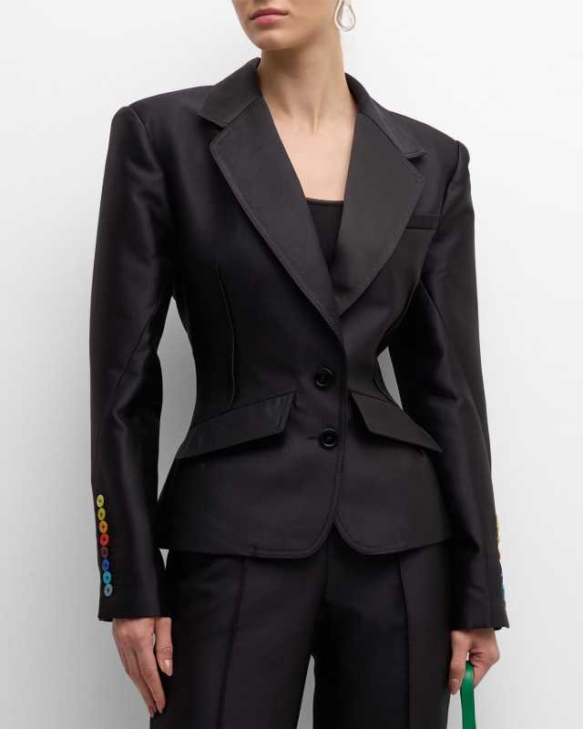 Tailored Tuxedo Jacket with Pleated Back