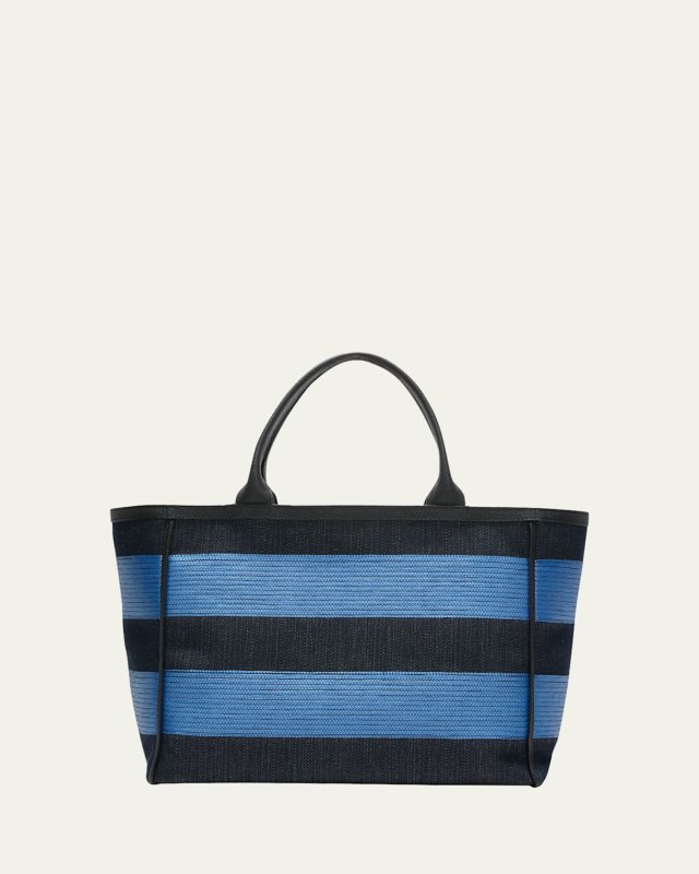 Medium Striped Media Shopping Tote Bag