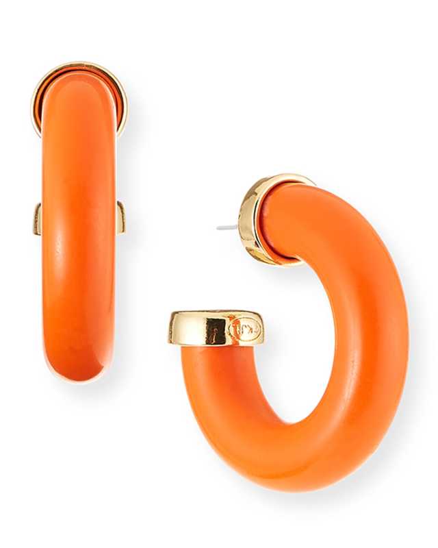 Resin C-Hoop Earrings, Coral