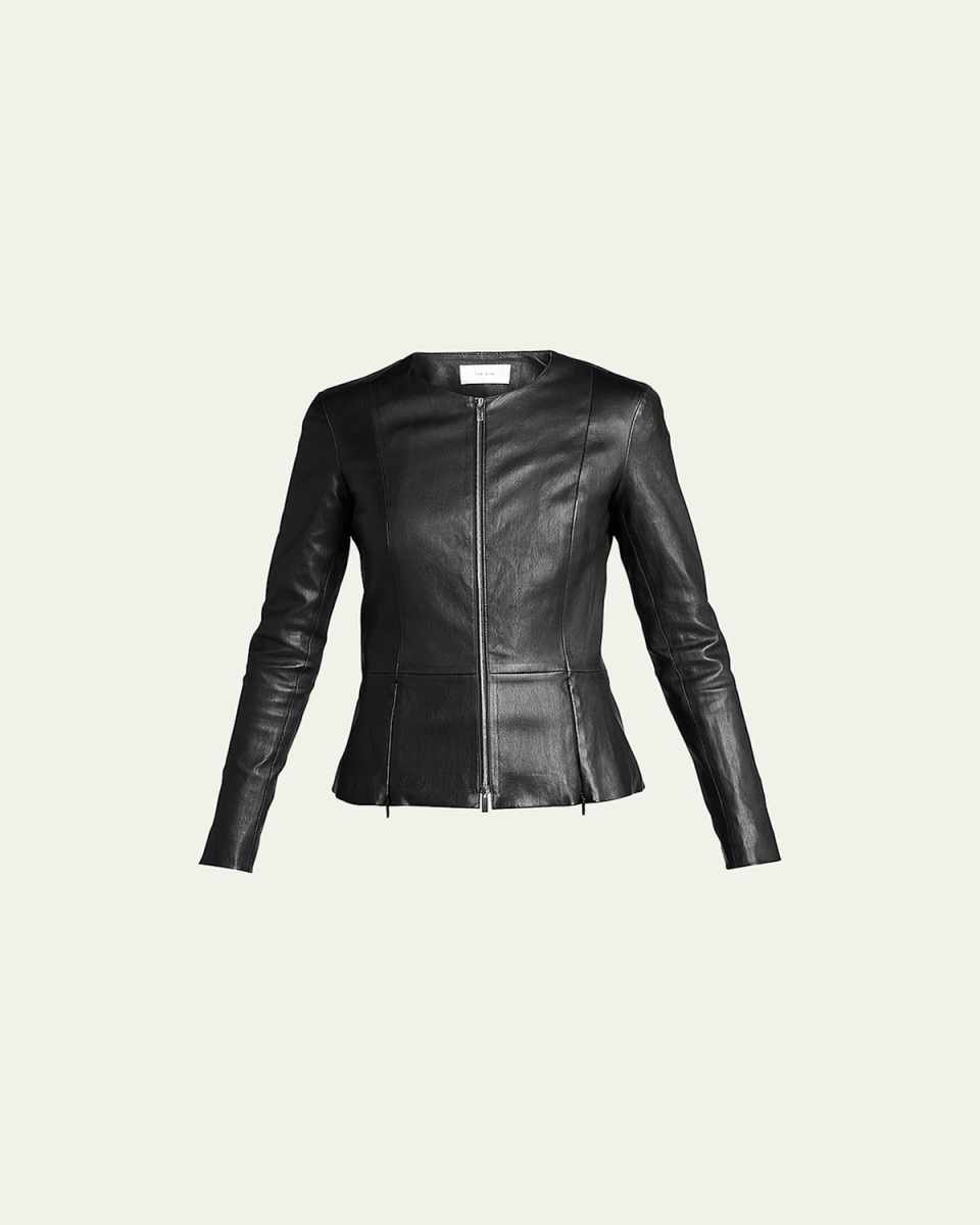 Anasta Leather Zip-Front Jacket