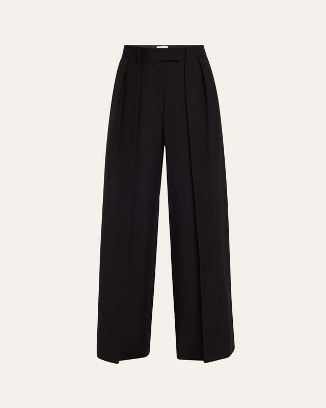 May Pintuck Wide Leg Wool Pants