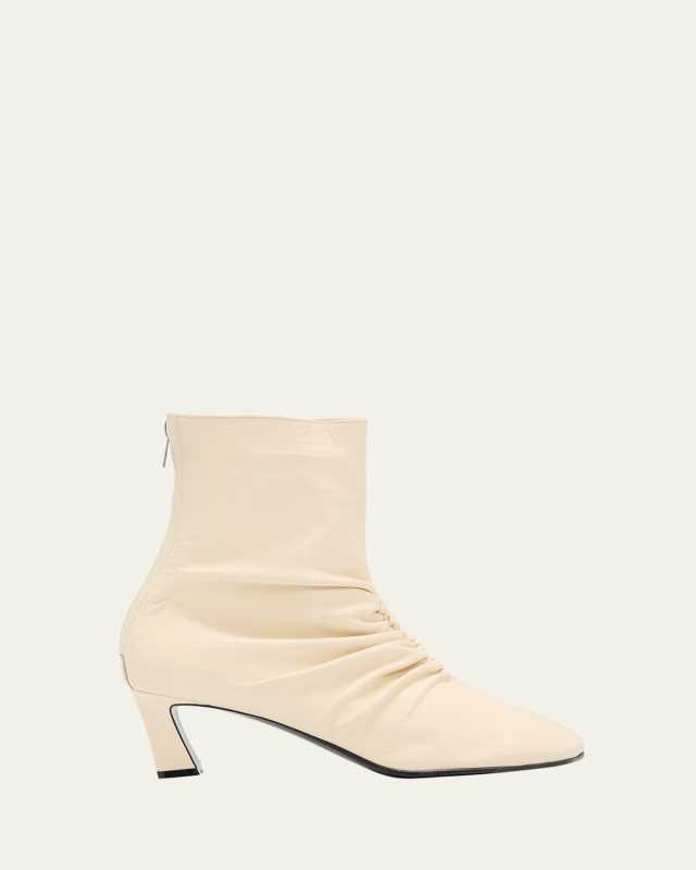Dasoni Ruched Leather Ankle Booties