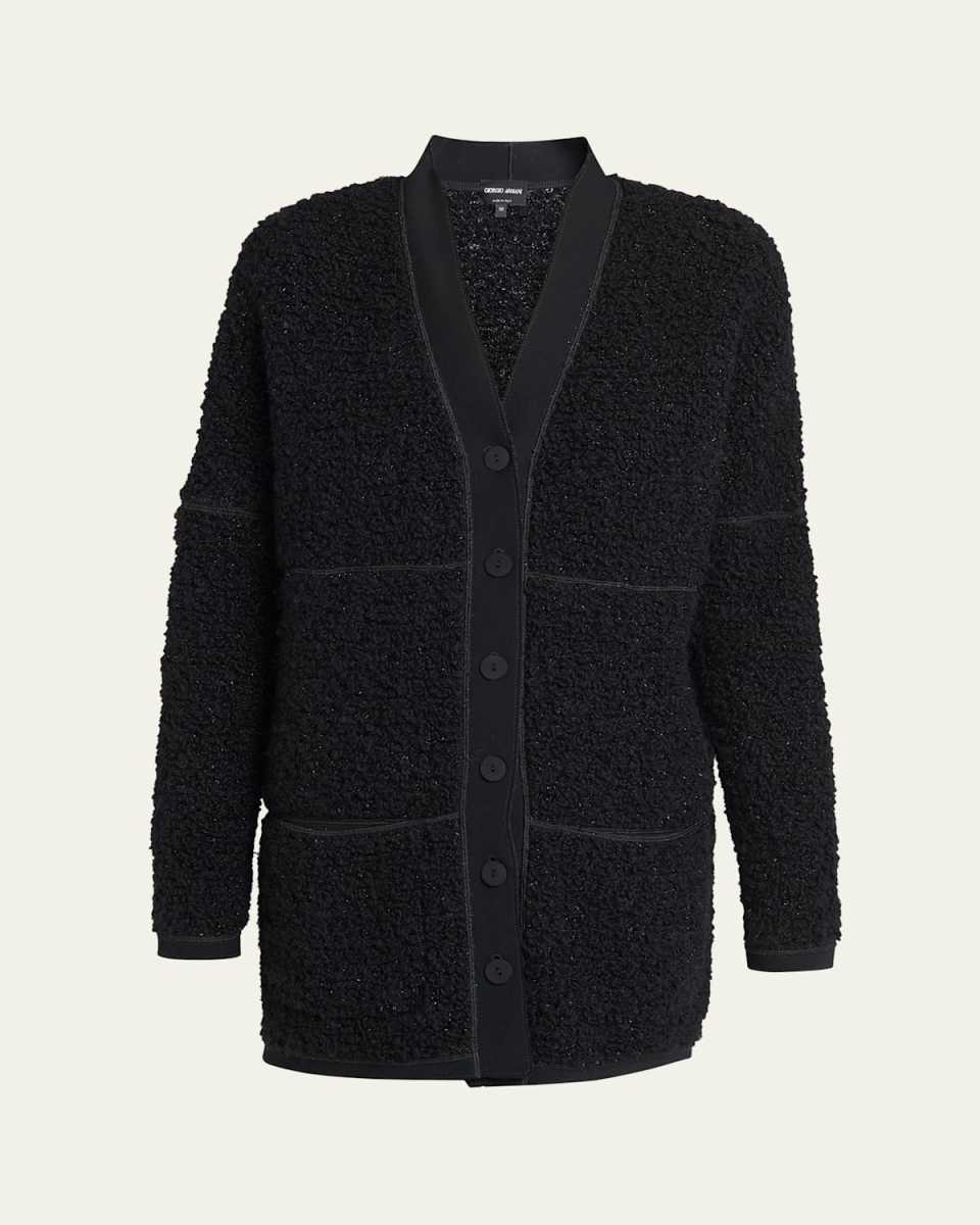 Boucle Lurex Oversize Knit Cardigan