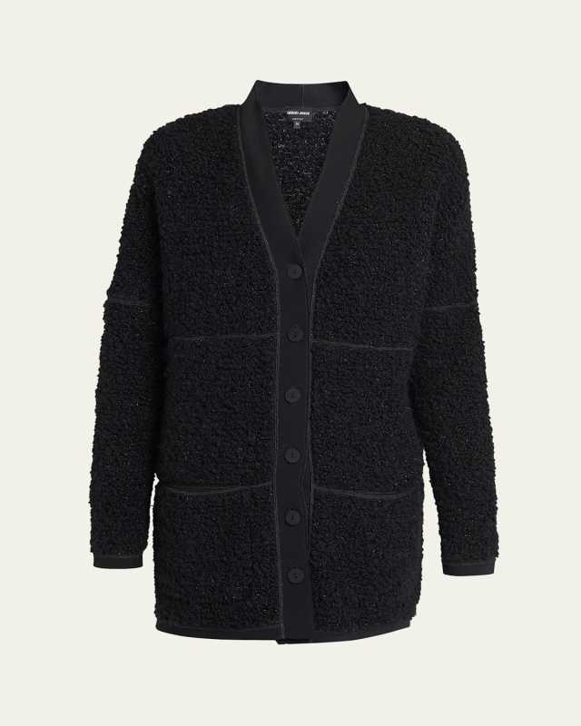 Boucle Lurex Oversize Knit Cardigan