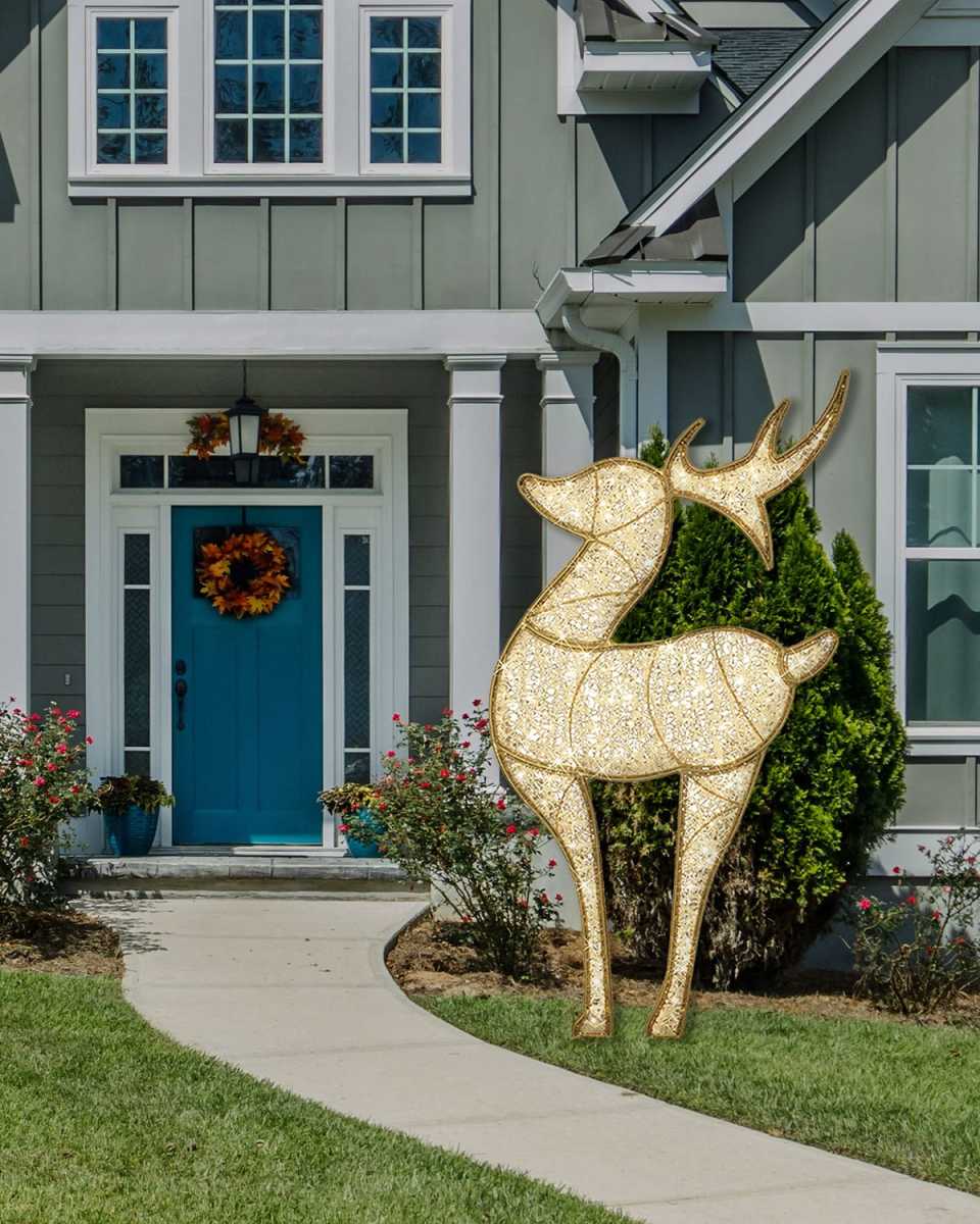 2D Deer, Gold, Ww Led, Medium