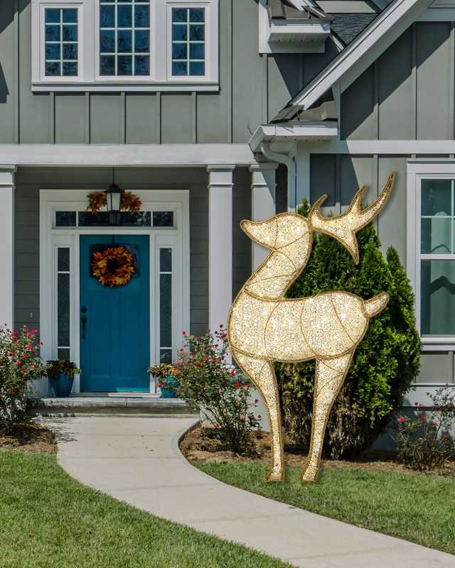 2D Deer, Gold, Ww Led, Medium