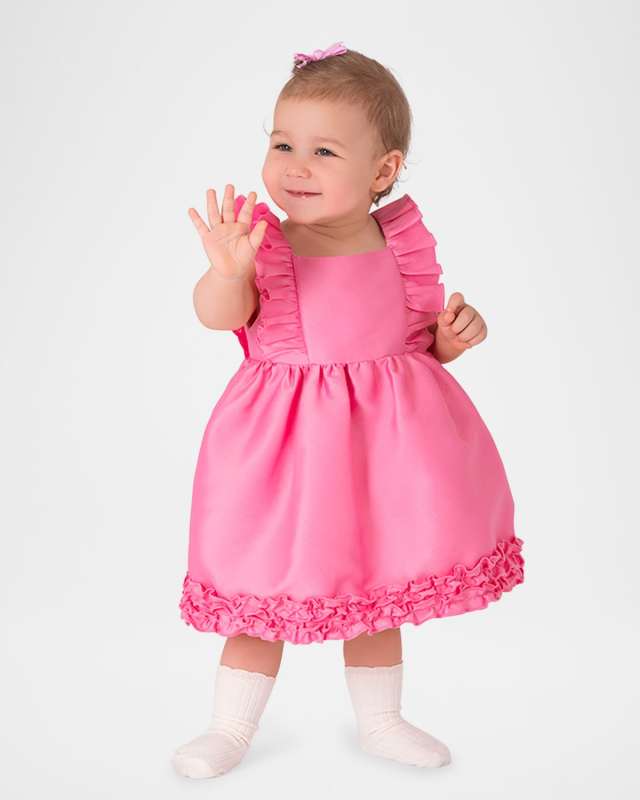 Girl's Layered Ruffle Trim Dress, Size 12M-36