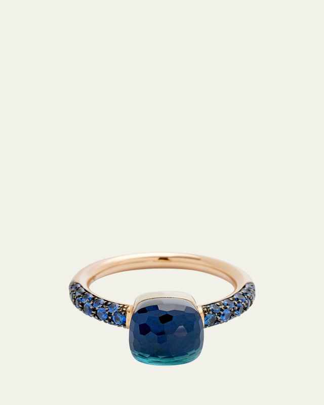 Nudo Petite 18K Rose Gold Ring with London Blue Topaz, Lapis, and Blue Sapphires