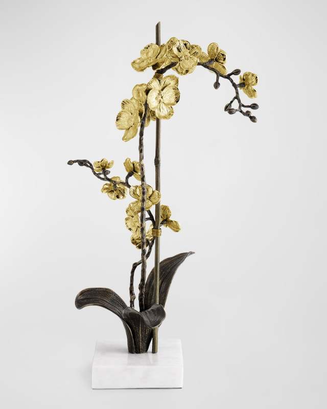 Gold Orchid Large Stem Sculpture - 22"T