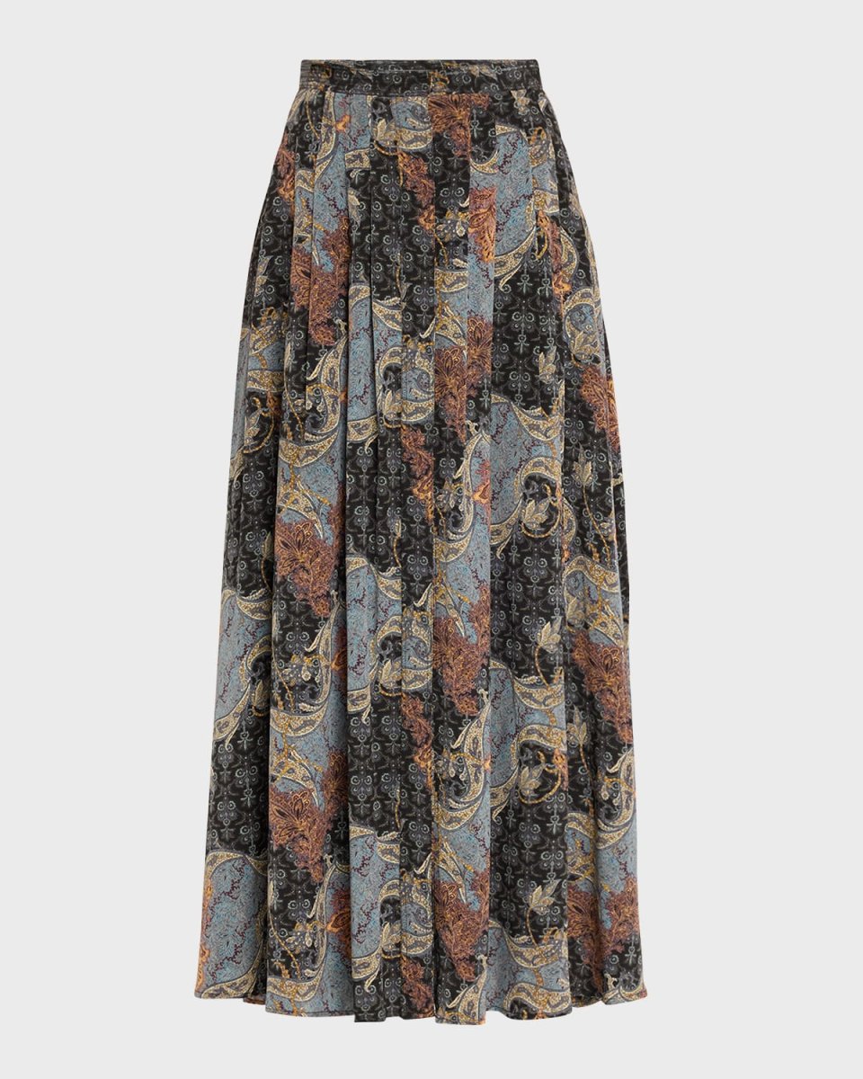 Vanna Gathered Silk Maxi Skirt