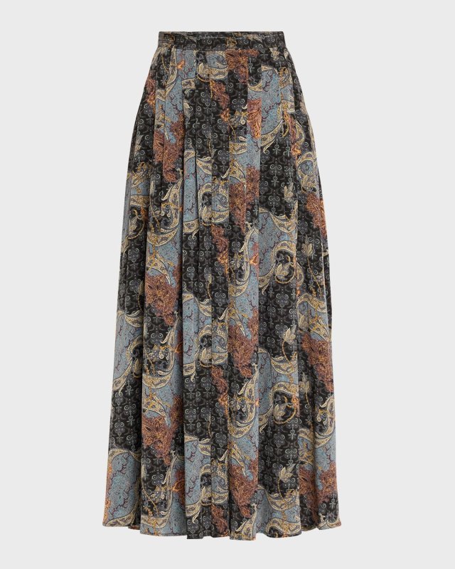 Vanna Gathered Silk Maxi Skirt