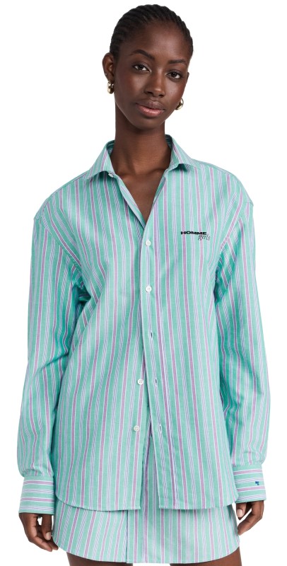 HOMMEGIRLS Oversized Shirt Green Oxford