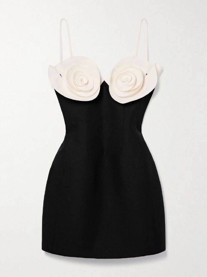Valentino Appliquéd wool and silk-blend crepe mini dress