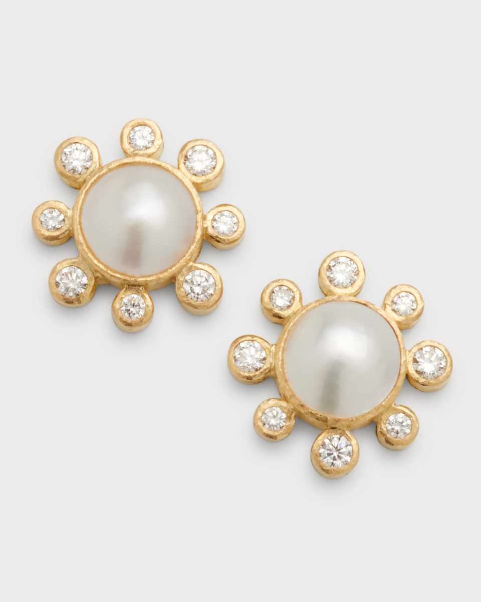 19K Diamond and Akoya Pearl Earrings