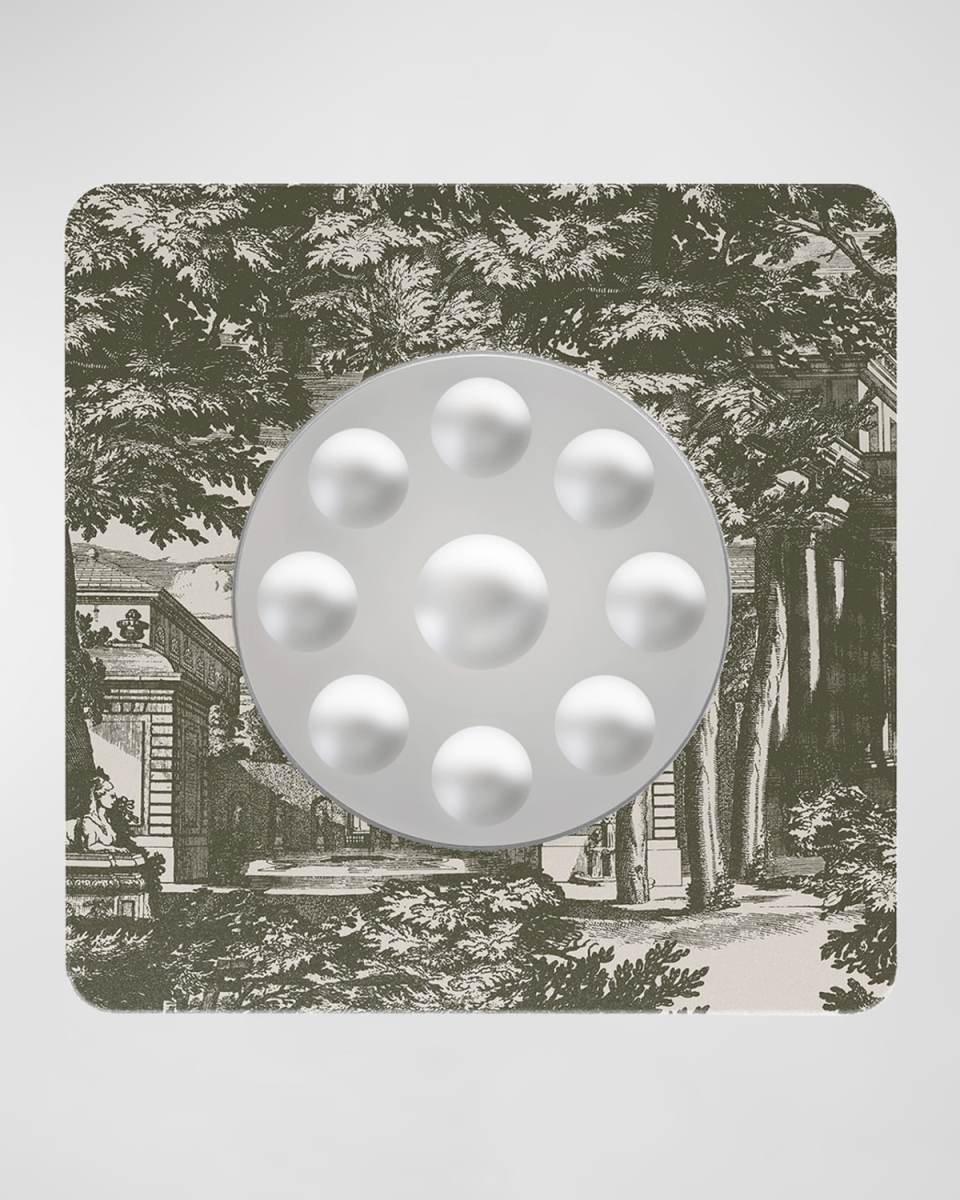 Square Frame With Bubbles Mirror - Giardino Settecentesco Green Ivory