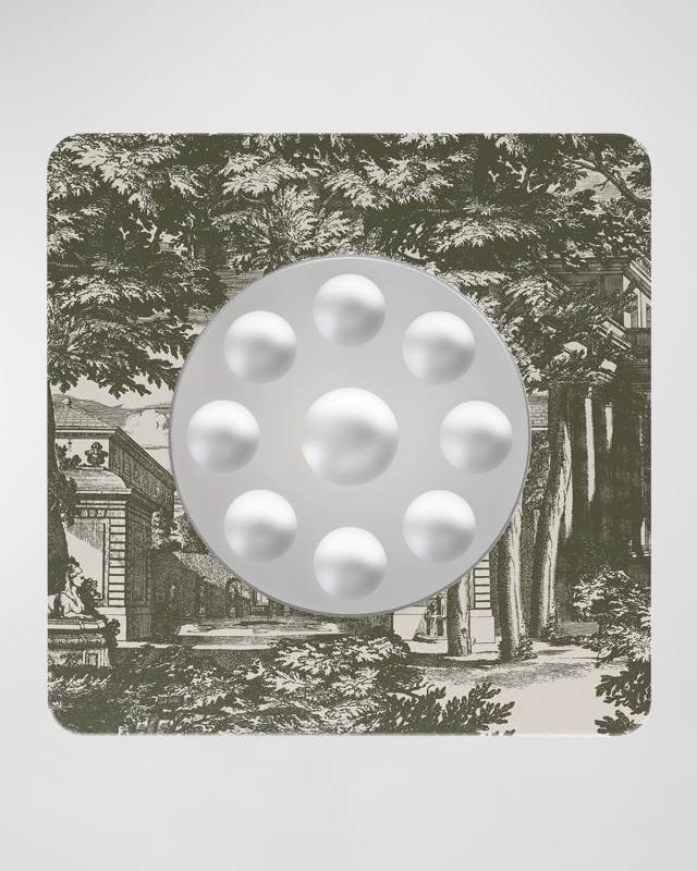 Square Frame With Bubbles Mirror - Giardino Settecentesco Green Ivory