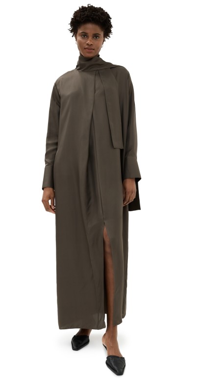 Róhe Silk Scarf Dress Earth