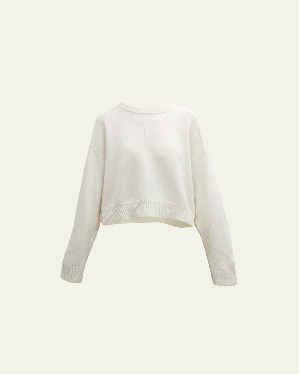 Bruzzi Wool-Cashmere Raglan-Sleeve Crop Sweat